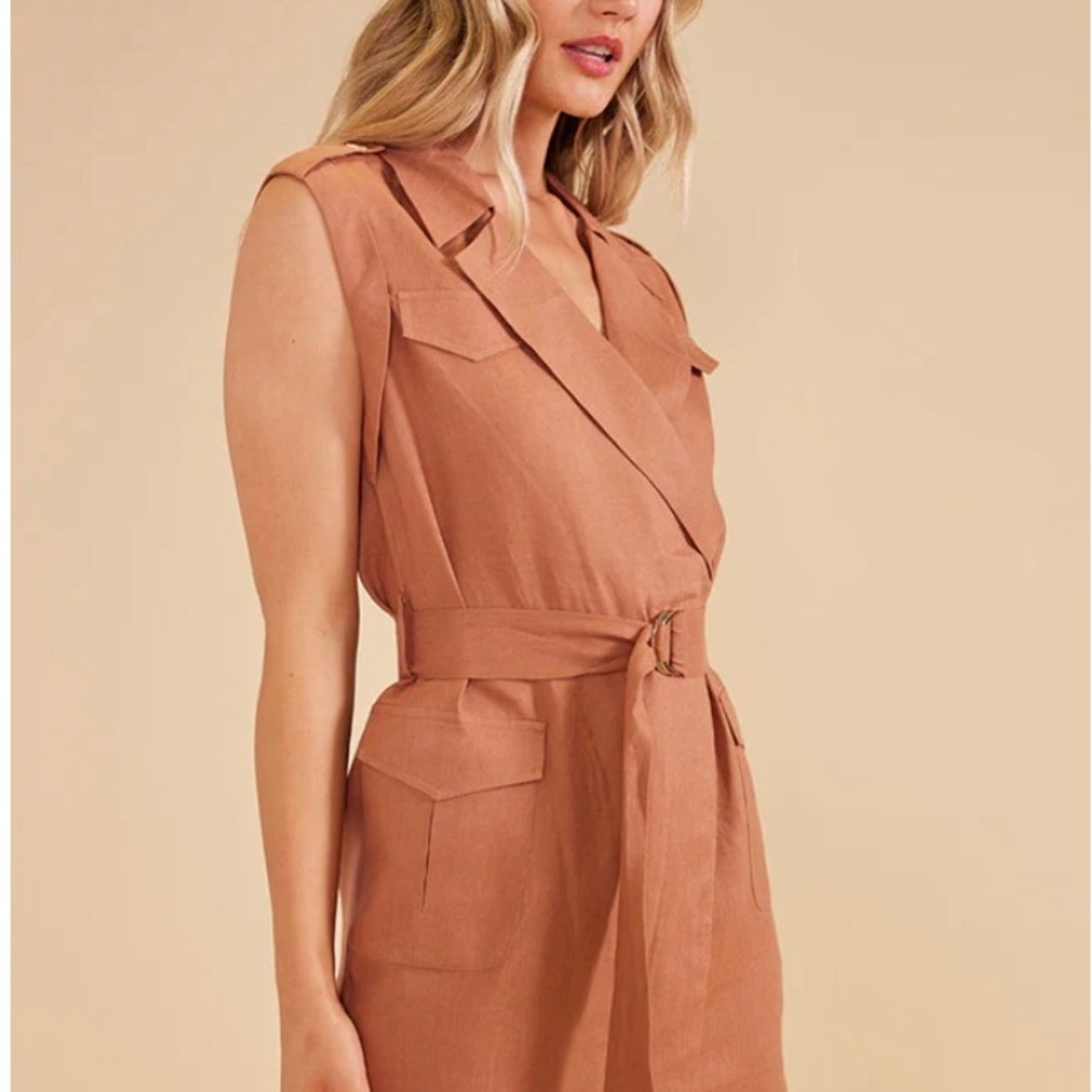MinkPink Dylan Belted Mini Dress in Color Amber